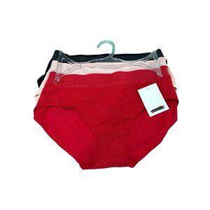 ABOUND 3-Pack Women's Glitter High-Waist Briefs Red Pink Black M Nylon/Spandex B